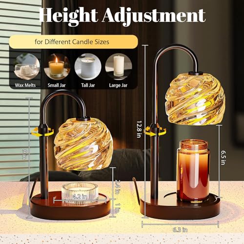 BlissWhisper Candle Warmer Lamp with Timer Dimmer, Electric Candle Warmer with Adjustable Height for Home Decor, Valentine...