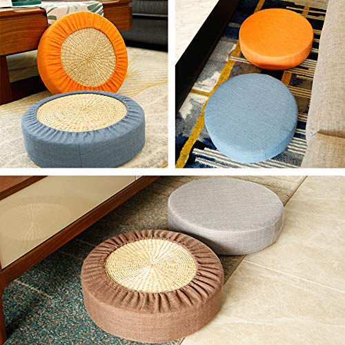 Kelendle Round Floor Pillow Cover Tatami Floor Cushion Cover Straw Japanese Futon Cover Meditation Seating Ottoman Throw C...