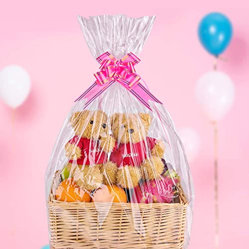 Awpeye 20 Pack Clear Basket Bags 24"x30", Large Cellophane Gift Bags, Fit up to 13.5" Round or 10" Square Baskets, 2 Mil T...