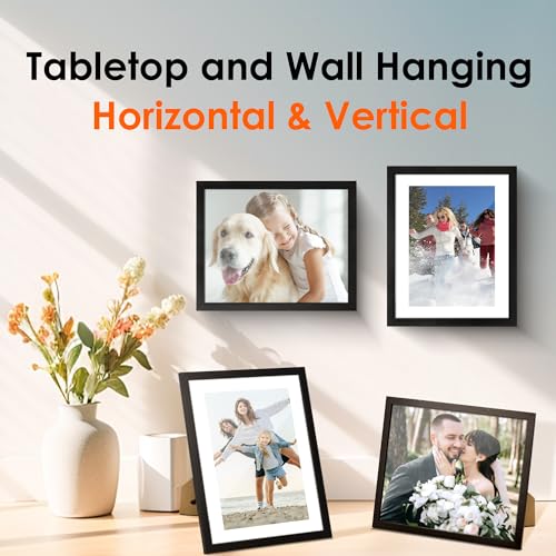 FIXSMITH 8x10 Picture Frame Set of 2, Photo Frame with HD Plexiglass, Display Pictures 5x7 with Mat or 8x10 Without Mat Mu...