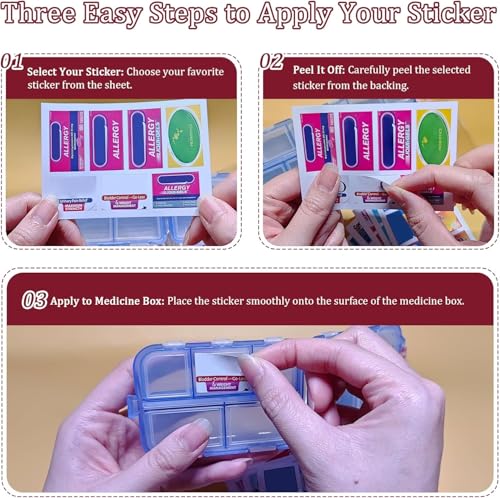 Pill Organizer with Medicine Labels Travel Daily Pill Container Mini Medication Organizer Storage Pill Organizer Travel Es...