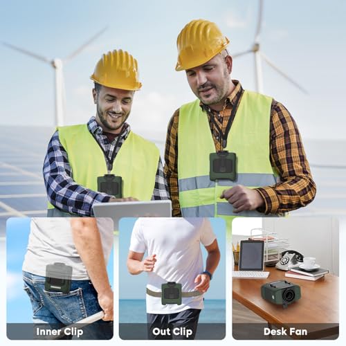 LOUISWARE Portable Waist Fan 10000mAh Rechargeable Waist Clip Fan 18000RPM With Max 12H Working Time 3-speed adjustment wi...