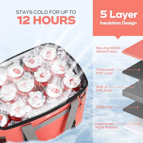 Maelstrom Collapsible Soft Cooler Bag,35/55/75 Cans Beach Cooler with Flip Top Lid, Ice Chest, Leakproof & Portable for Be...