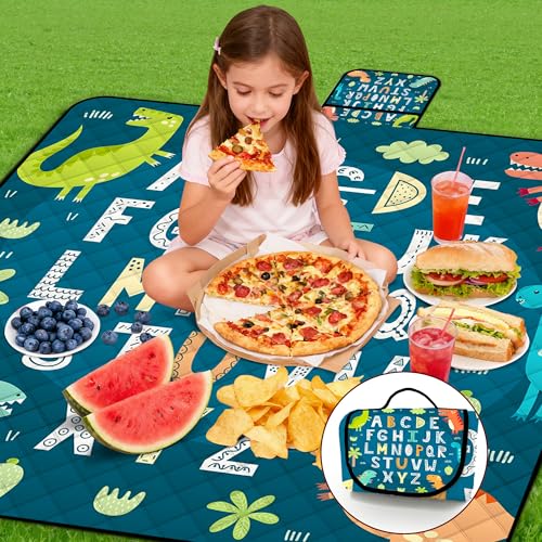 Extra Large Picnic Blanket Waterproof,80"x 80"Foldable Machine Washable Beach Blankets,Outdoor Blanket for 6-8 Adults,Picn...