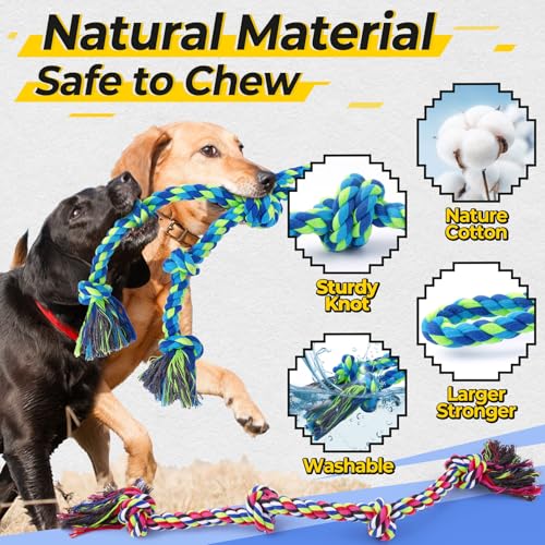 Eefitoys Tough Dog Rope Toys for Aggressive Chewers, Tough Tug of War Dog Toys for Large, Medium & Small Dogs – 5 Pack Inc...