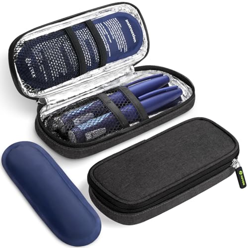 AUVON Insulin Cooler Travel Case with 2 x 90g TSA Approved Ice Packs, Diabetic Medication Insulated Cooling Bag for Insuli...