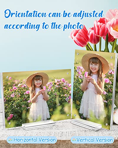 JUOIFIP 5 Pack Acrylic Picture Frame 5×7 Clear Double Sided Magnetic Photo Frame - Frameless Baby Friend Family Picture De...