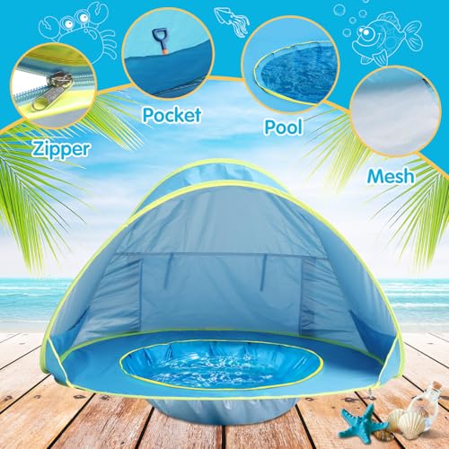 Baby Beach Tent Pop Up Beach Tents Baby Tent for Beach, Portable Shade Pool UV Protection Sun Shelter for Infant