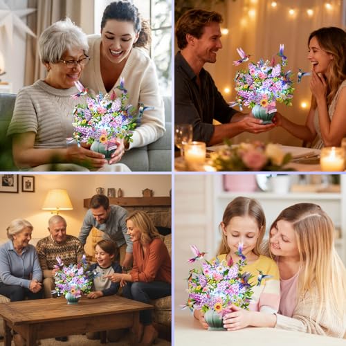 Birthday Cards, Light and Music Happy Birthday Card, Hummingbird Oasis, 10 Inch Life Sized Forever Flower Bouquet, 3D Pop ...