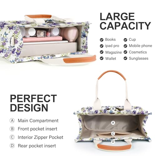 Canvas Tote Bag for Women with Pockets Crossbody Bag Tote Shoulder Handbags Casual Work Bags Everything Tote Bag