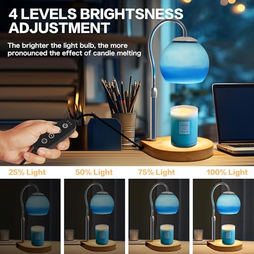 DALUXshop Candle Warmer Lamp with Timer 2H/4H/8H, Adjustable Height Dimmable Candle Lamp with 2 Bulbs, Wax Melt Warmer for...