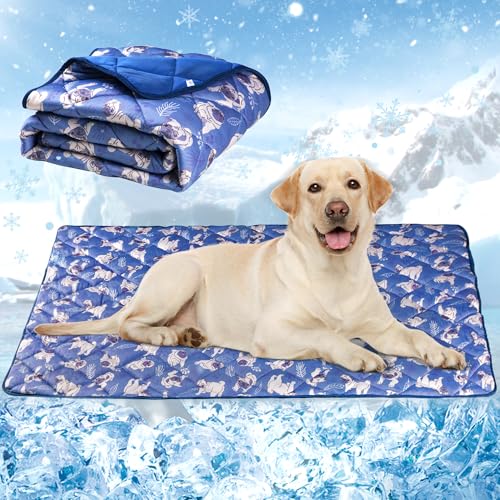 Langsprit Dog Cooling Mat, Washable Dogs Cats Pet Non-Toxic Cooling Pads Summer Sleeping Kennel Mats，Pet Self Cool Ice Bla...