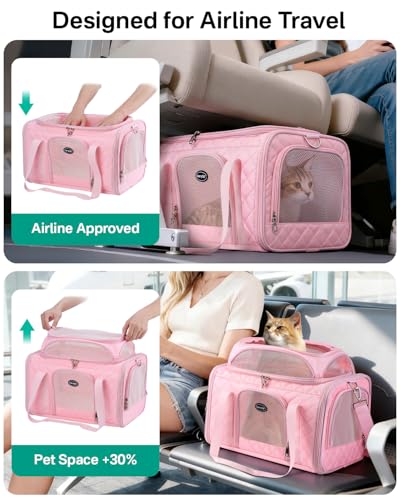 CarryTip Cat Carrier Airline Approved 17x11x9.5 Inches, Top Expandable Soft Sided Pet Travel Carrier for Cats & Small Dog...