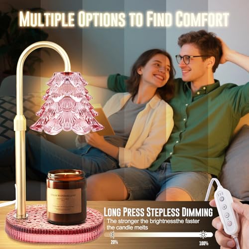 Christmas Tree Shape Candle Warmer Lamp with Timer Dimmable Adjustable Height Wax Warmer Lamp for Jar Candles With 2 Bulb...