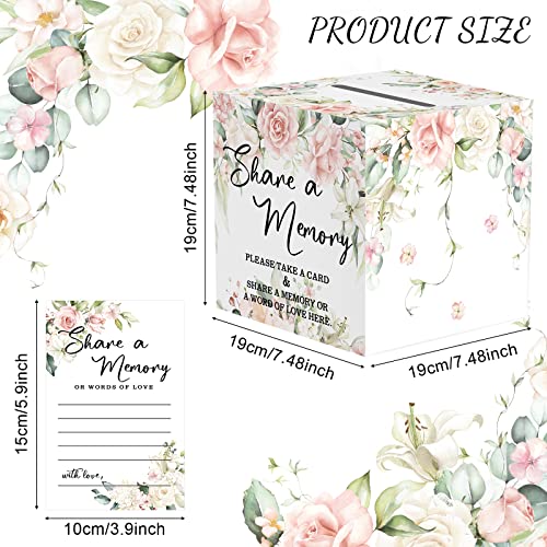 Tatuo 50 Pcs Greenery Share a Memory Cards for Collections of Life, Memory Cards Box Guest Ideas Pink Flower Box for Funer...