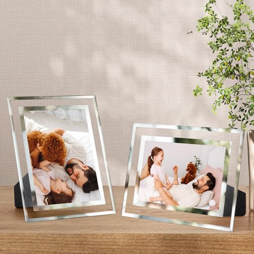 Giftgarden 5x7 Picture Frames Modern 5 by 7 Inch Glass Picture Frame Friends Gifts for 5x7 Photos Display, Pack of 2