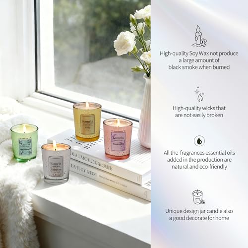 Kamria Scented Candles Gift Set for Women, 4 Pack (3.5oz) Mercury Glass Votive Soy Candles for Home Scented, Aromatherapy ...