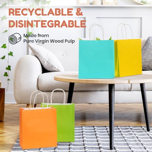 Parmedu Small Paper Gift Bags with Handles - 30 Pack 8.7"x3.5"x7.9" Colorful Party Favor Bags Bulk, Gift Bags for Christma...