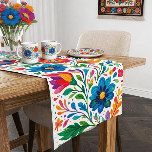 Cinco De Mayo Decorations - Mexican Floral Table Runner for Fiesta Party Decorations | Mexican Theme Birthday Decorations ...