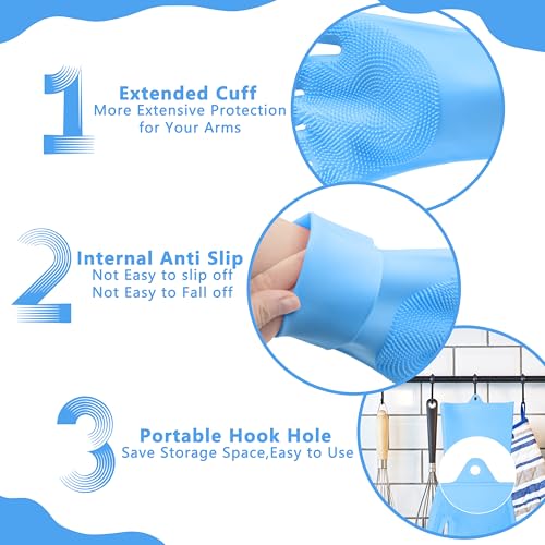 Maiiu Pet Grooming Gloves—Heat Resistant Dog Washing Gloves with High-Density Teeth, Dog Bath Scrubber with Enhanced Five ...