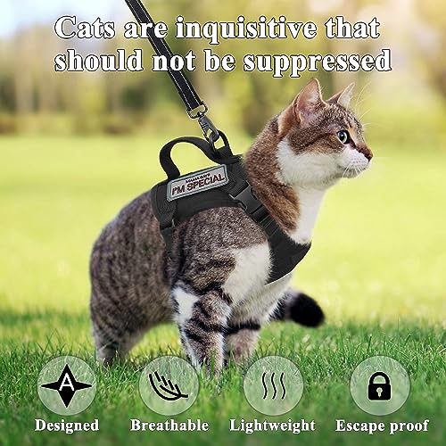 Tactical Cat Harness for Walking Escape Proof, Soft Mesh Adjustable Pet Vest Harness for Large Cat, Small Dog and Khaki (B...