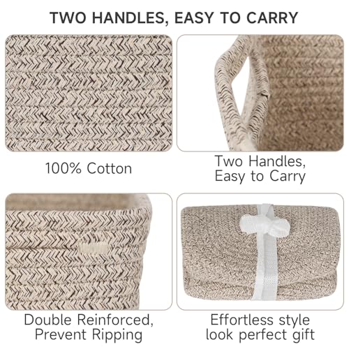 Maxuni 3-Pack Small Storage Baskets for Organizing | Woven Shelf Toy Basket | Rope Baskets for Gifts Empty | Closet Organi...