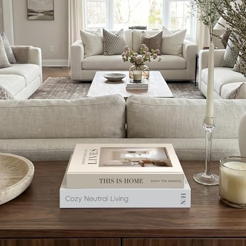 Braveriky Decorative Books for Neutral Home - Fake Books Storage Box for Decoration - Set of 2 Coffee Table Book - Photo S...