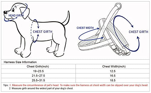 Blueberry Pet 6 Colors Soft & Comfy Jacquard Padded Dog Harness, Chest Girth 21.5" - 27.5", Teal Blue, S/M, Reflective Adj...