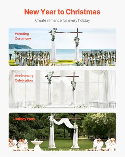 VEVOR Artificial Wedding Arch Flowers Kit, White Wedding Arch Flowers with Drapes Kit (Pack of 3) - 2 Pcs Floral Arrangeme...