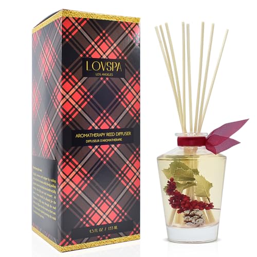 LOVSPA Reed Diffuser Set, Holiday Red Currant & Woods Scented Oil Diffuser with Sticks, Home Fragrance Accessories for Bat...