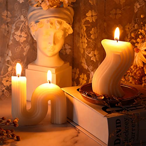 Tondiamo 2 Pcs Trendy Twist Aesthetic Candles Soy Wax Minimalist Geometric Shaped Candles S Shaped Decoration Art Funky Sc...