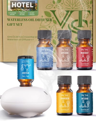 VTS Waterless Diffuser with Hotel Scent Essential Oils Set, Top 6 Aromatherapy Oil Blends for Diffusers, Home Fragrance Ai...
