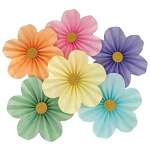 Mybbshower 12 inch Paper Flower for Wedding Fan Photo Backdrop Bridal Shower Birthday Party Decorations Pack of 6 (Pastel ...