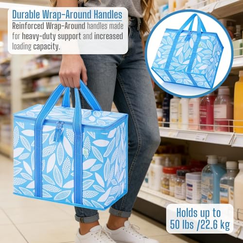 VENO 2 Pack Cooler Bag, Insulated Grocery Bags for Food Delivery, Collapsible Cooler, Reusable Shopping Bags for Grocerie...