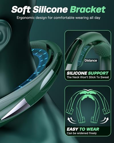 Laimiod Portable Neck Fan - with LED Book Light, 6-20 Hrs Long Battery, 6-Speed Adjustable, USB-C Rechargeable, Ultra Quie...