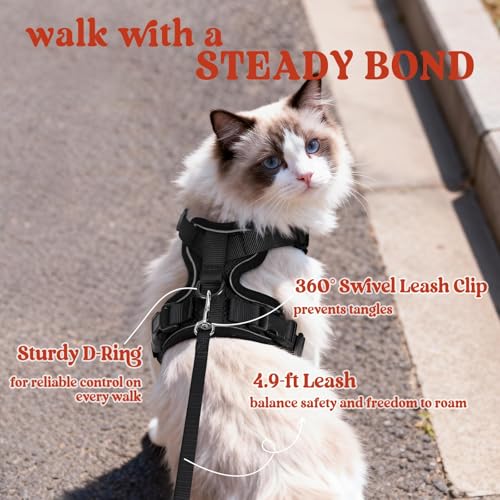rabbitgoo Cat Harness and Leash for Walking, Escape Proof Soft Adjustable Vest Harnesses for Cats, Easy Control Breathable...