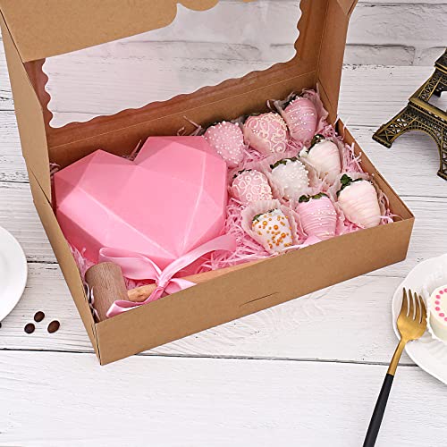 Tcoivs 20-Pack Bakery Boxes with Window, 12" x 8" x 2.5" Cookie Boxes, Treat Boxes, Large Donut Boxes for Muffins and Past...