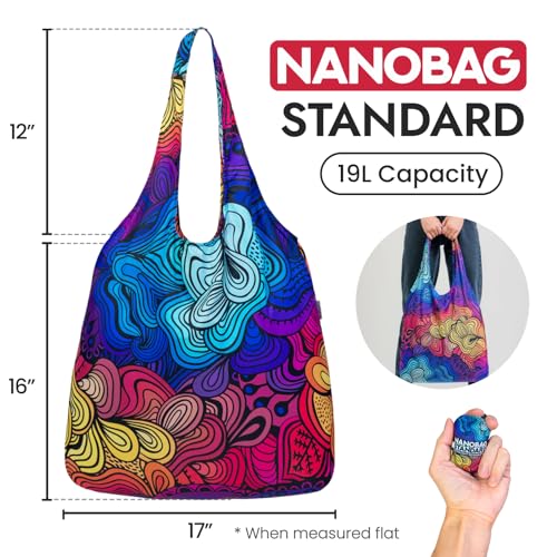 Nanobag Ultralight Foldable Tote for Women & Men, Reusable Grocery & Travel Bag, Packable Collapsible Compact Market Essen...