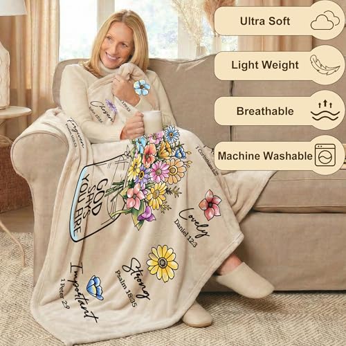 Personalized Christian Gifts for Women, Custom Christian Blanket with Flowers, God Says You Are Floral Inspirational Name ...