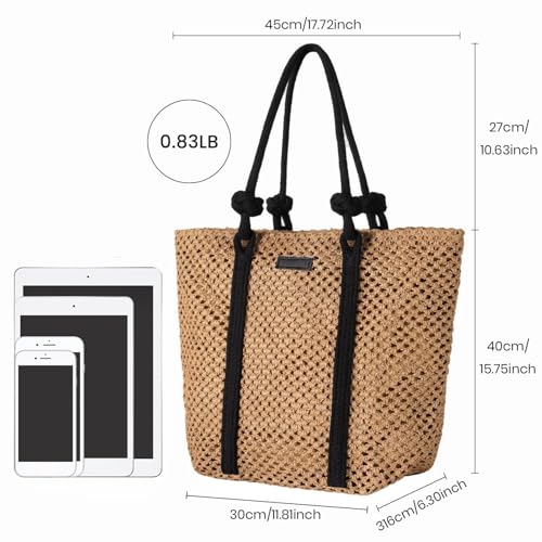 Straw Bags For Women, Crochet Beach Bag Large Woven Shoulder Purse Handbag, Beach Tote Straw Bag for Summer Vacation