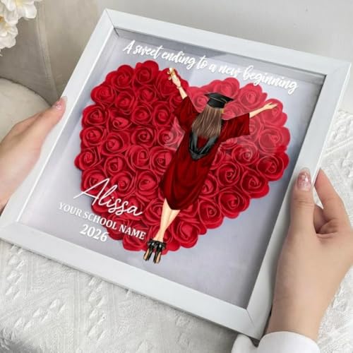 A Sweet Ending to A New Beginning Personalized Flower Shadow Box, Congratulation Graduate A Sweet Ending - Personalized Fl...