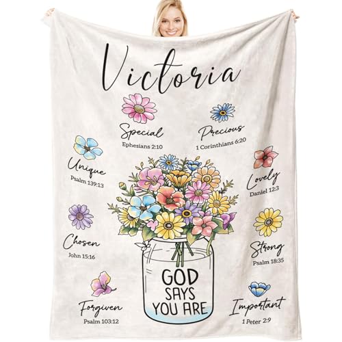Personalized Christian Gifts for Women, Custom Christian Blanket with Flowers, God Says You Are Floral Inspirational Name ...