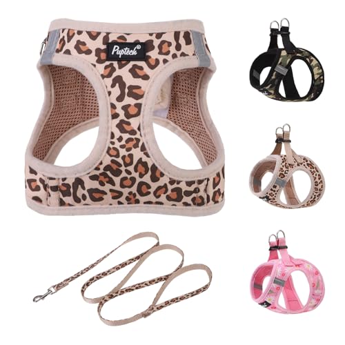 PUPTECK Dog Harness and Leash Set for Small Medium Dogs No Pull Step-in Soft Mesh Puppy Cat Vest Harnesses Reflective at N...