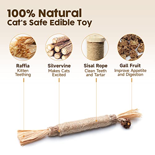 Potaroma 3 Pack Natural Silvervine Sticks Cat Toys, Catmint Silvervine Blend Sticks, Catnip Kittens Chew Toys Teeth Cleani...