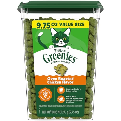 Greenies Cat Treats, Feline Veterinarian-Recommended Adult Natural Dental Cat Treats, Oven Roasted Chicken Flavor, 9.75 o...