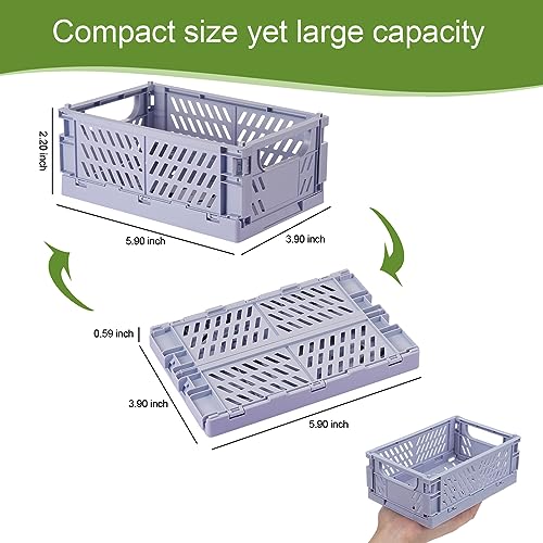 HUUSMOT 6-Pack Small Pastel Plastic Storage Baskets, Collapsible Crates for Organizing, Space-Saving Mini Bins for Classro...