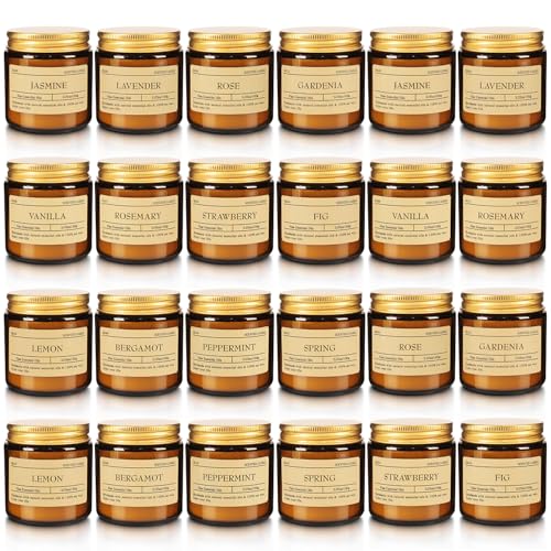 24-Pack 3.05oz Scented Candle Gift Sets - 12 scents Jars Natural Soy Wax for Women, Home Decoration and Elegant Occasions