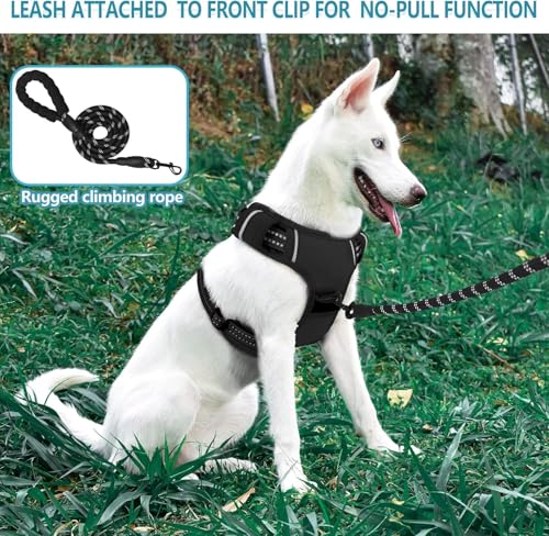 No Pull Dog Harness for Medium Dog with Dog Leash Adjustable Reflective Pet Vest with Front Clip Padded Harness and Lead S...