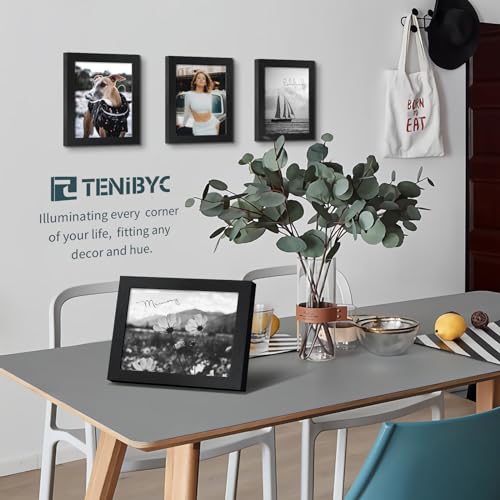 TENIBYC 8x10 Picture Frame Set - 3 Pack, Textured Black Solid Wood, HD Tempered Glass, Gallery Photo Frame, Table or Wall ...