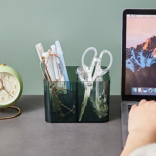 OIWTLIFE Cotton Swab Holder Cotton Pad Holder with 3 Compartments Green Bathroom Vanity Storage Organizer